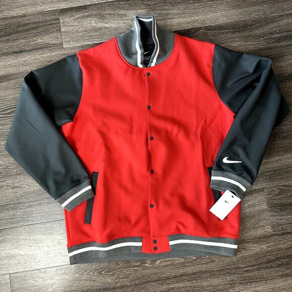 Nike Team Red Men's Size Extra Large XL Letterman Bomber Jacket DJ5971-820 - Picture 2 of 6